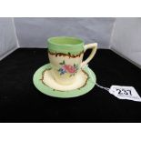 CLARICE CLIFF COFFEE CUP AND SAUCER, CUP 7.5CM HIGH