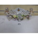 A 20TH CENTURY PORCELAIN FRUIT BASKET IN THE MEISSEN STYLE, HIGHLY DETAILED FLORAL DECORATION