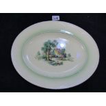A LARGE CLARICE CLIFF MEAT PLATE”COTSWOLD” PATTERN, REG NO 840076, 41CM BY 32CM