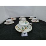 A QUANTITY OF LATE 19TH CENTURY SARREGUEMINES PORCELAIN TEA CUPS AND SAUCERS WITH HAND PAINTED