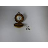 A 20TH CENTURY LIMOGES PORCELAIN PILL POT IN THE FORM OF A FULL HUNTER POCKET WATCH, 6CM WIDE