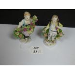 TWO LATE 19TH/EARLY 20TH CENTURY CERAMIC FIGURES, ANCHOR MARK TO REVERSE, 11CM HIGH (ONE AF)