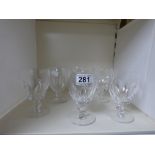 A SET OF SIX WATERFORD CRYSTAL WINE GLASSES, 13CM HIGH