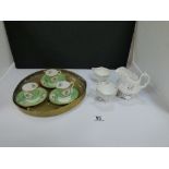 ASSORTED ITEMS, INCLUDING THREE COPELAND SPODE COFFEE CUPS AND SAUCERS, BRASS GONG AND MORE