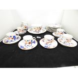 A VICTORIAN CERAMIC TEA SET, COMPRISING CUPS, SAUCERS, SIDE PLATES, MILK JUG, LARGE SUGAR BOWL