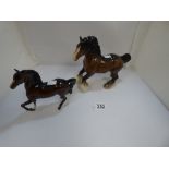 TWO ROYAL DOULTON CERAMIC HORSES, ONE BEING A SHIRE HORSE, LARGEST 26CM HIGH