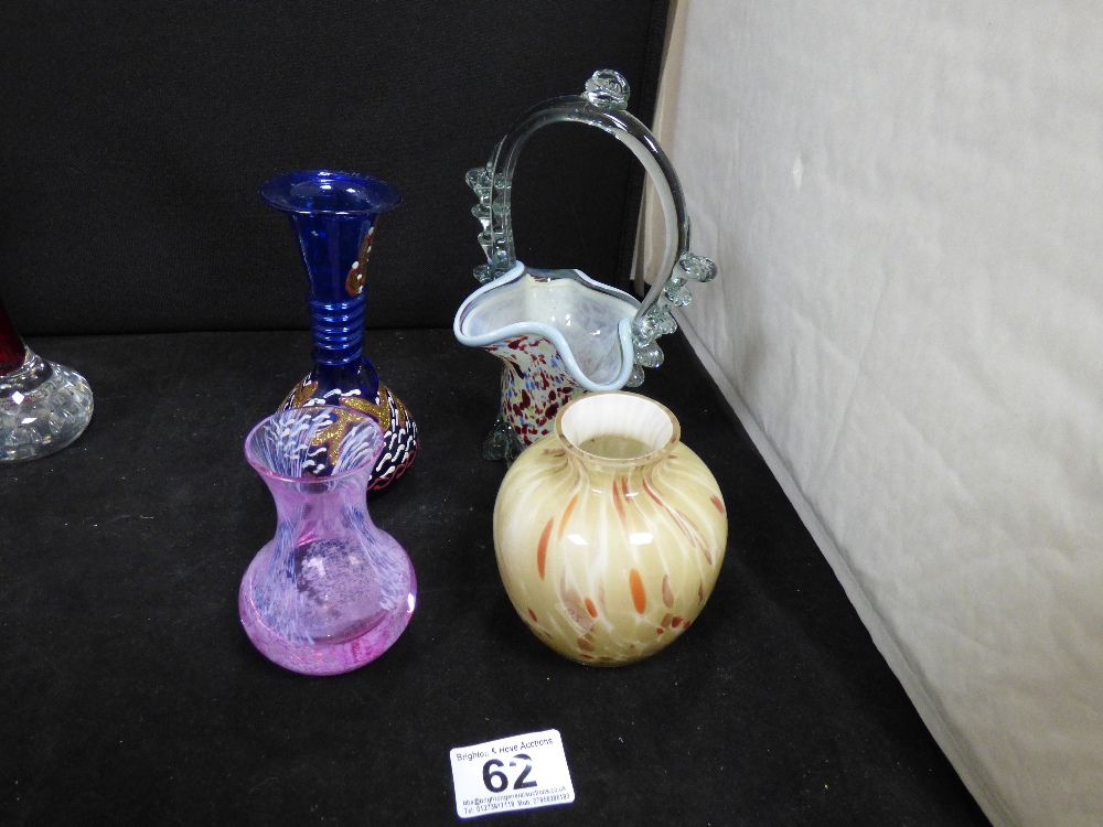 EIGHT PIECES OF ART GLASS, INCLUDING CAITHNESS POSY VASE, FOUR OTHER VASES AND MORE - Image 2 of 3