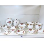 FIFTEEN PIECES OF ROYAL ALBERT OLD COUNTRY ROSES CHINA INCLUDING A GINGER JAR, CANDLESTICK,