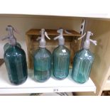 FIVE FRENCH GLASS SODA SYPHONS, 32CM HIGH