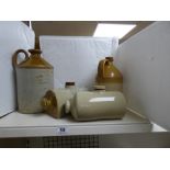 TWO CERAMIC HOT WATER BOTTLES AND TWO CERAMIC LIQUID CARRYING VESSELS