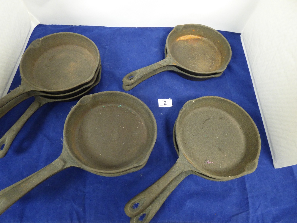 TEN CAST IRON SKILLET PANS, 36CM LONG - Image 2 of 3