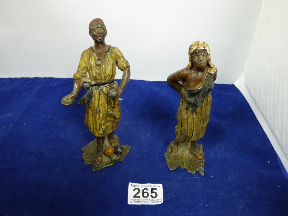 A PAIR OF 19TH CENTURY PAINTED SPELTER FIGURES, 16CM HIGH (ONE AF) - Image 4 of 4