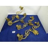 ASSORTED BRASS WALL MOUNTING CANDLEABRA