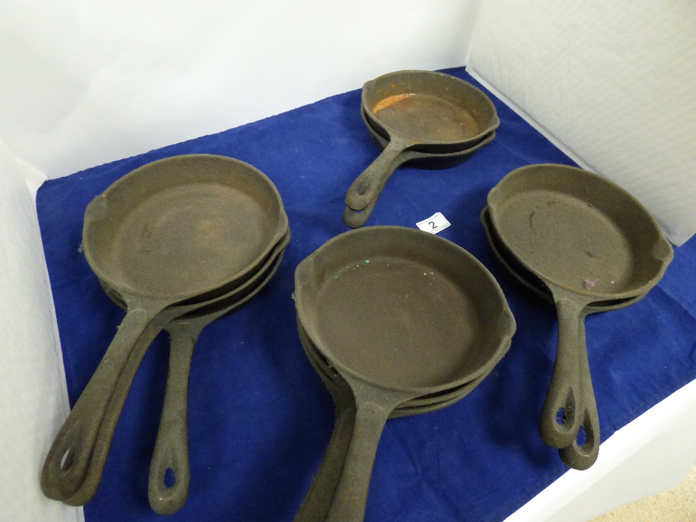 TEN CAST IRON SKILLET PANS, 36CM LONG - Image 3 of 3