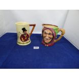 A LARGE ROYAL DOULTON TOBY JUG “TOUCHSTONE”, 15CM HIGH, TOGETHER WITH A CROWN DEVON MUSICAL