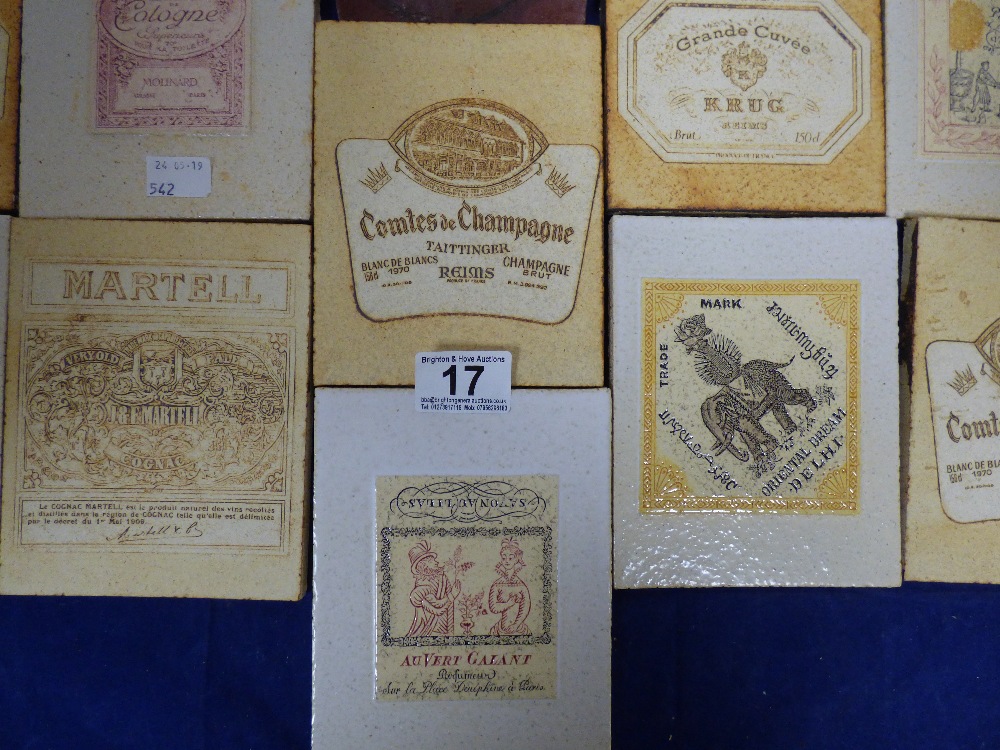 COLLECTION OF FRENCH CERAMIC TILES ADVERTISING CHAMPAGNES AND COGNAGS, INCLUDING KRUG CHAMPAGNE - Image 4 of 5