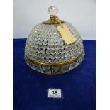 A 20TH CENTURY FRENCH GLASS HANGING CEILING LIGHT OF DOMED FORM, 27CM DIAMETER