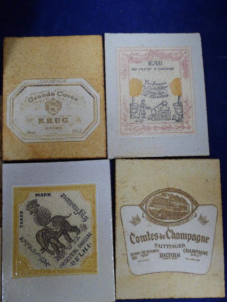 COLLECTION OF FRENCH CERAMIC TILES ADVERTISING CHAMPAGNES AND COGNAGS, INCLUDING KRUG CHAMPAGNE - Image 2 of 5