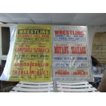 TWO LOCAL BRIGHTON / WORTHING VINTAGE WRESTLING POSTERS 1950s/1960s, 75CM BY 50CM