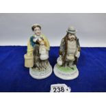 TWO LATE 19TH/EARLY 20TH CENTURY STAFFORDSHIRE STYLE FIGURES, 14.5CM HIGH