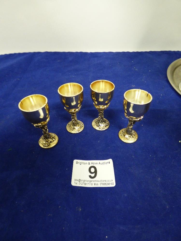 A COLLECTION OF SILVER PLATED ITEMS, INCLUDING SET OF SIX GOBLETS, ART NOUVEAU PEWTER TEA CADDY, TWO - Image 8 of 8