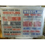 BRIGHTON & HOVE VINTAGE WRESTLING POSTERS FROM 1950s /1960s, 75CM BY 50CM