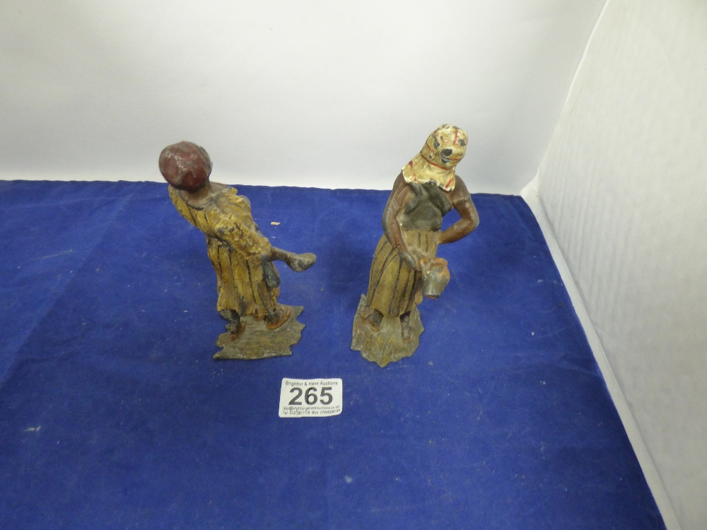 A PAIR OF 19TH CENTURY PAINTED SPELTER FIGURES, 16CM HIGH (ONE AF) - Image 2 of 4