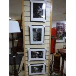 FOUR FRAMED AND GLAZED BLACK AND WHITE PHOTOGRAPHS OF JAZZ MUSICIANS