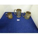 THREE MOTORCYCLING CLUB SILVER PLATE TANKARDS, COMPRISING “ONE HOUR HIGH SPEED TRIAL BROOKLANDS