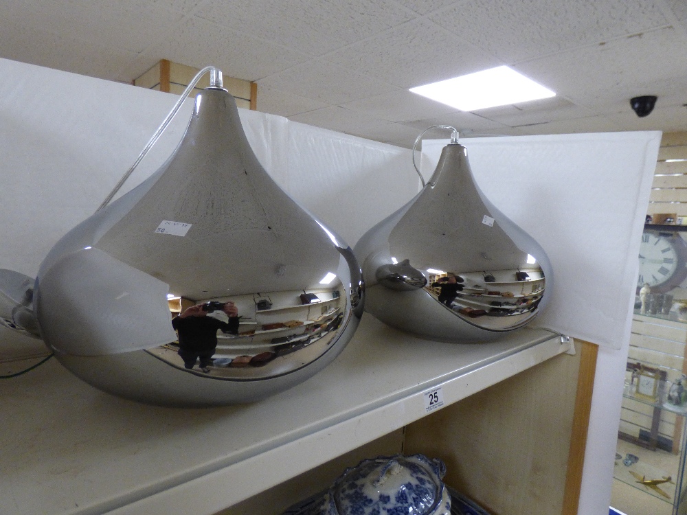 TWO CHROME FINISH GLASS HANGING LIGHTS, 34CM HIGH - Image 2 of 2