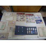 ASSORTED CIGARETTE AND TEA CARDS IN ALBUMS AND ADVERTISING BOARDS