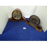 AN ART DECO METAMEC ELECTRIC WOODEN MANTLE CLOCK AND AN OAK CASED MANTLE CLOCK