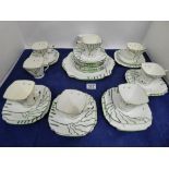 AN ART DECO HAND PAINTED CHINA TEA SET BY CHAPMANS ENGLAND “STUART SHAPE” PATTERN, RD NO 768534