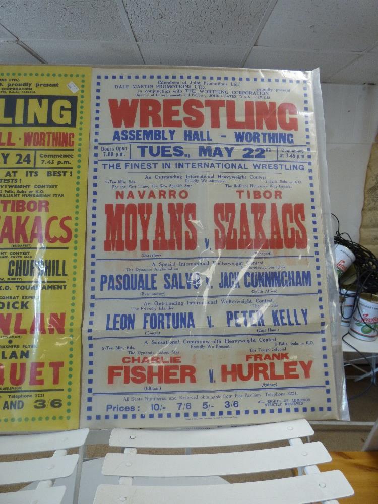 TWO LOCAL BRIGHTON / WORTHING VINTAGE WRESTLING POSTERS 1950s/1960s, 75CM BY 50CM - Image 3 of 3