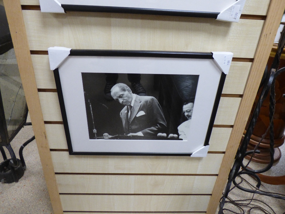 FOUR FRAMED AND GLAZED BLACK AND WHITE PHOTOGRAPHS OF JAZZ MUSICIANS - Image 5 of 5