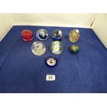 EIGHT GLASS DECORATIVE PAPERWEIGHTS, FIVE BEING CAITHNESS