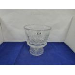 A LARGE CUT GLASS CRYSTAL VASE RAISED ON PEDESTAL BASE, 37.5CM HIGH