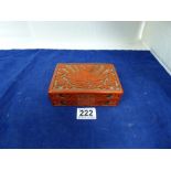 A CHINESE CARVED CINNABAR RED LACQUER WARE LIDDED BOX OF RECTANGULAR FORM, 14.5CM BY10CM BY 5CM