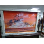 "CUMULUS" A OIL ON CANVAS BY LOCAL BRIGHTON ARTIST DANNY AGER AND FRAMED WITH FOUND MARINE