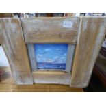 "OLD NAVY" A OIL ON CANVAS BY LOCAL BRIGHTON ARTIST DANNY AGER AND FRAMED WITH FOUND MARINE