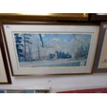 A FRAMED AND GLAZED NORMAN ROCKWELL PRINT "SPRINGTIME IN STOCKBRIDGE" SIGNED TO THE LOWER RIGHT. THE