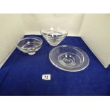 THREE JASPER CONRAN STUART CRYSTAL DECORATIVE GLASS BOWLS