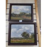 A PAIR OF FRAMED IMPRESSIONIST OILS ON BOARD OF NORFOLK LANDSCAPES SIGNED EDWARD HINES AND ONE