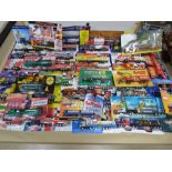 TWO BOXES OF ASSORTED DIE CAST VEHICLES, MOST BEING FROM THE MICHAEL SCHUMACHER COLLECTION