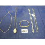 SILVER JEWELLERY, INCLUDING NECKLACES AND A BANGLE