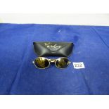 A PAIR OF VINTAGE RAY BAN ORBS OVAL GOLD MATT SUNGLASSES WITH MIRRORED LENSES, B&L USA, IN