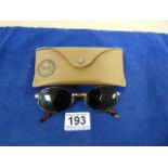 VINTAGE RAY BAN B&L USA OVAL SUNGLASSES, TORTOISESHELL AND GOLD RIMS, G15 GREEN CLASSIC LENSES, IN