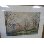 DUDLEY NEWMAN, A FRAMED AND GLAZED WATERCOLOUR OF UPWELL RECTORY IN A VICTORIAN SETTING, DATED