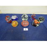 EIGHT GLASS PAPERWEIGHTS