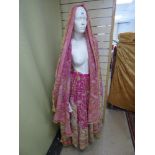 INDIAN PINK BEADED/GILDED DRESS SET